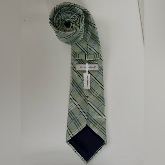 Joseph Abboud Mint and Navy Plaid Tie - Picture 4 of 6